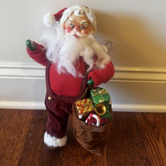 Vintage Santa Claus Christmas Ornament Doll Figure Plastic Face 11" McClures - Picture 10 of 15